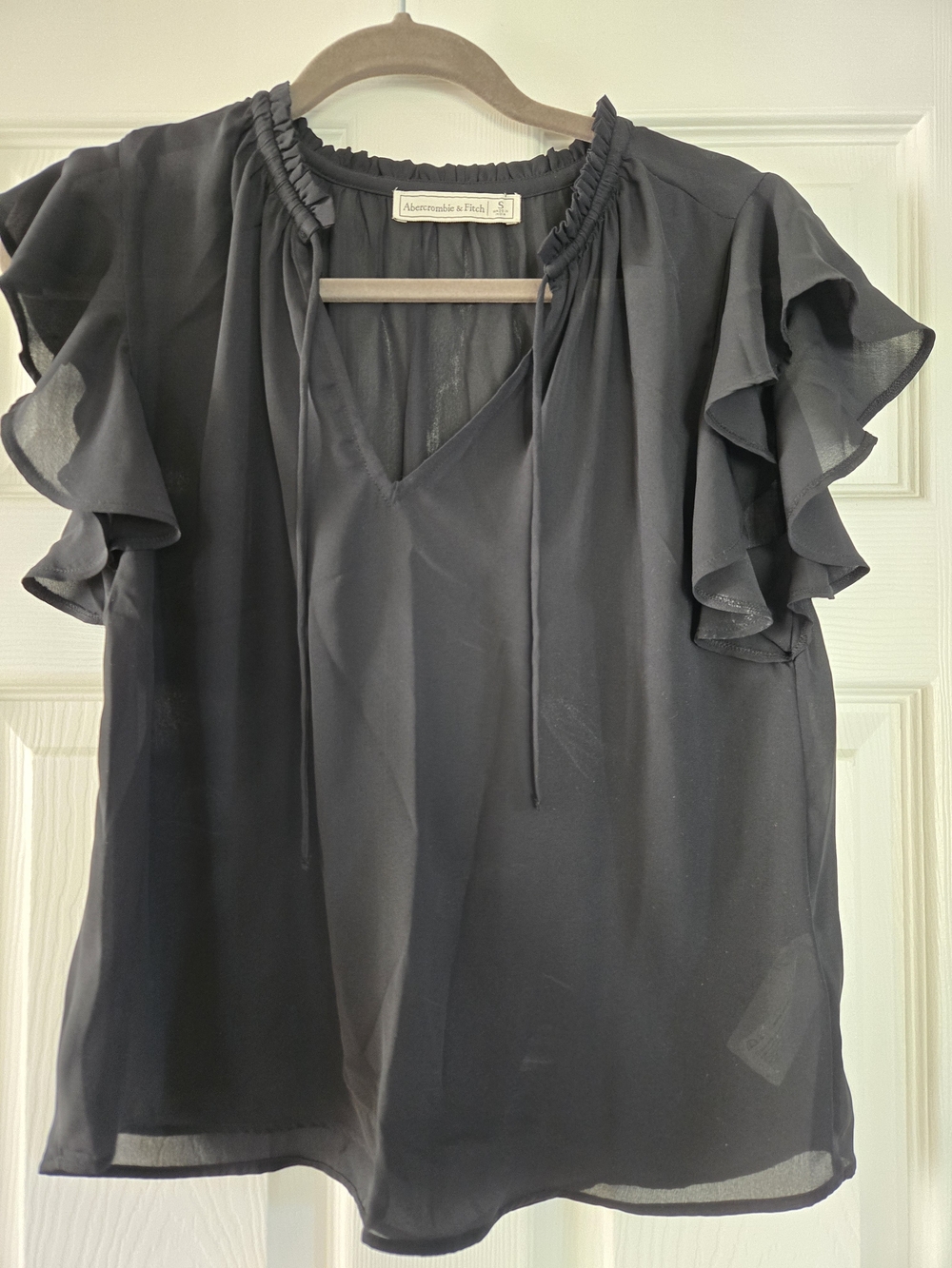 Abercrombie & Fitch Black Ruffle Sleeve Blouse